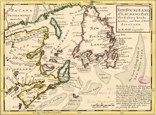 New Found Land and St. Laurence Bay - Herman Moll (1732)