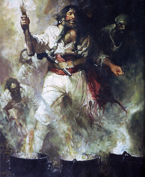 Blackbeard in Smoke and Flame - Frank Schoonover (1922)