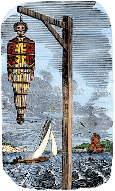 Captain Kidd Hanging in Chains - Pirates Own Book (1837)